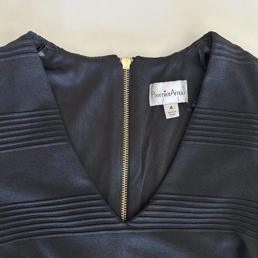 New With Tags Premier Amour Black Dress Zipper V Neck Size 4 Small - Picture 3 of 9